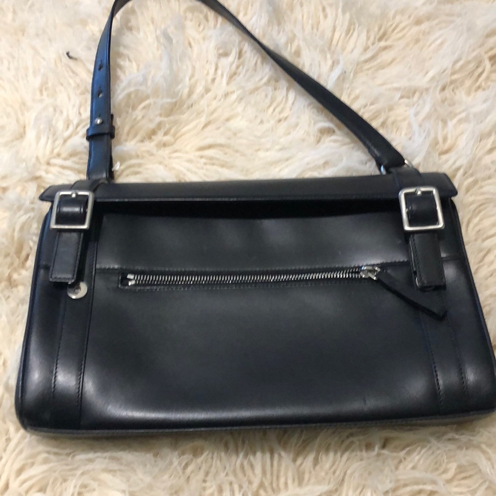Vintage Andrea Mabiani Black Leather Baguette Bag